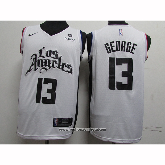 Camiseta Los Angeles Clippers Paul George #13 Ciudad 2019-20 Blanco